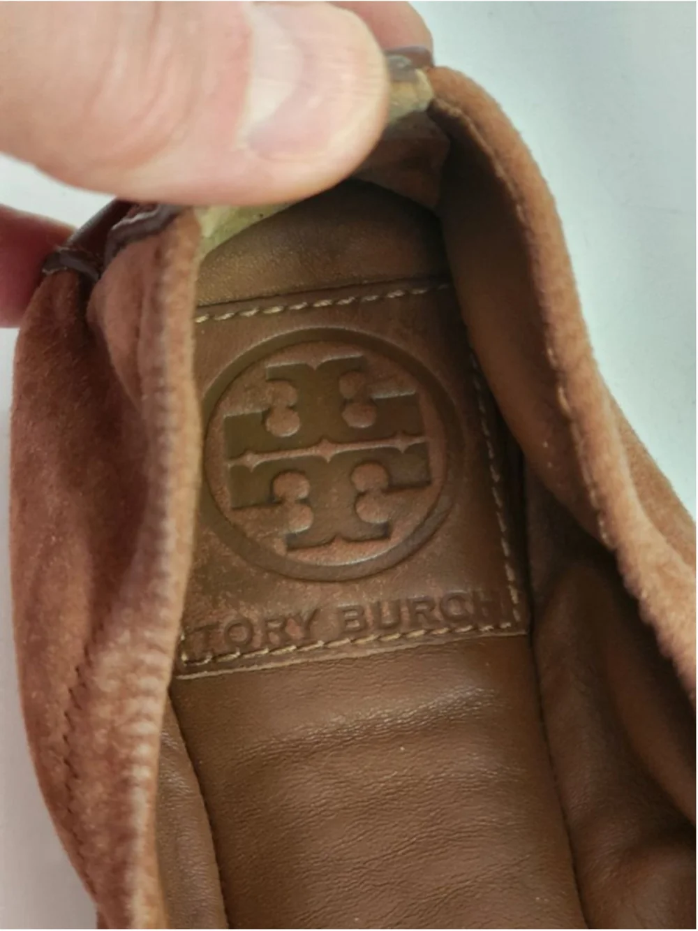 TORY BURCH Eddie‎ Brown Suede Ballet Flats Embellished Bows Rhinestones Size 7
